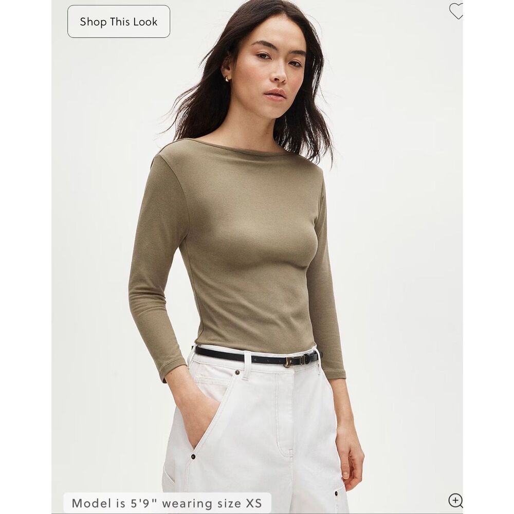 J. Crew Ballet-sleeve top in lightweight stretch cotton blend Lavender Purple NW